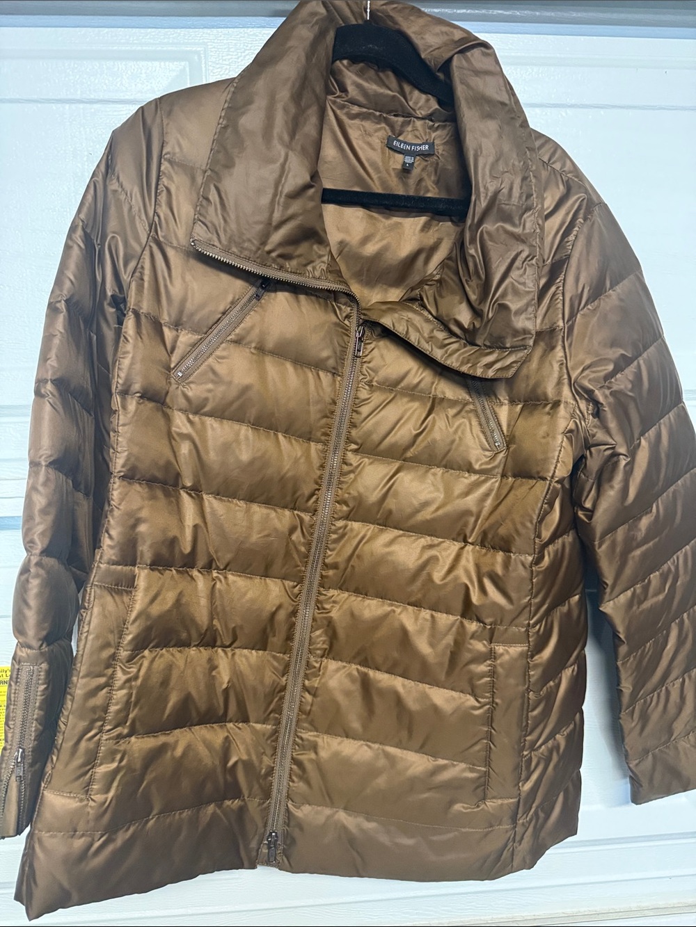 Eileen Fisher Metallic Bronze Quilted Puffer Jacket